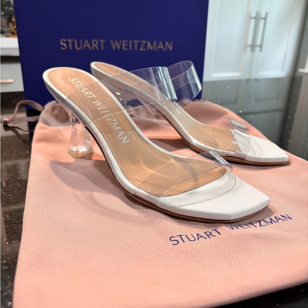 Stuart Weitzman White Heels with Transparent Design